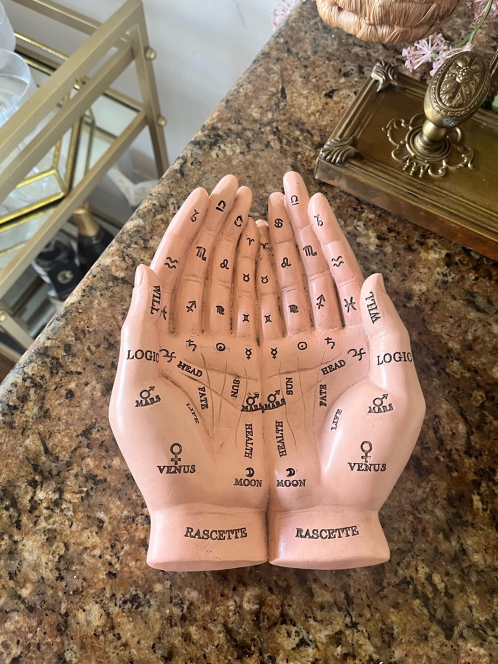 Vintage-Style Pink Palmistry Hands Décor by